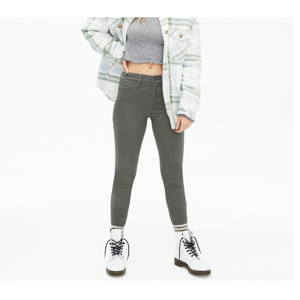 Aeropostale Jeggings Women's Mid Rise High Waisted Dark Wash Green 2REG Normal
